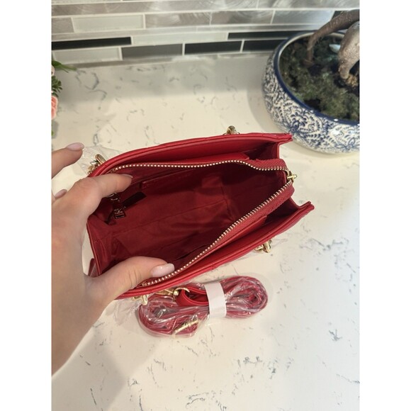 Badgley Mischka Red Quilted Bag With Gold Accents New With Tags MSRP $129 - Picture 6 of 6